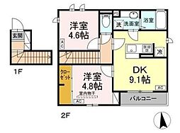ジラソーレ 2階2DKの間取り