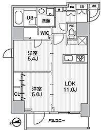 エスレジデンス新御徒町キアロ 2LDKの間取図画像