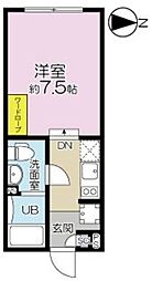 JR山手線 目黒駅 徒歩10分の賃貸マンション 1階1Kの間取り
