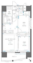アルファレジデンシア南千住 15階2LDKの間取り