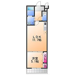 フジパレス 鶴原 2階1LDKの間取り