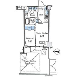 アクアレジデンス錦糸町 1階1DKの間取り