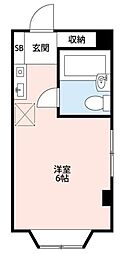 北越谷第1コーポ ワンルームの間取図画像