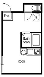 エスアールYAZAIKE 1階ワンルームの間取り