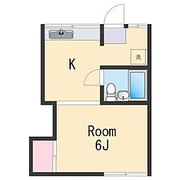 紀ノ川コーポ 2階1Kの間取り