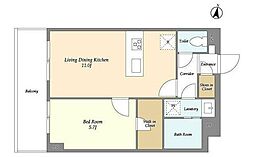 メゾンドオンディーヌ 2階1LDKの間取り