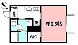 シャンテ武蔵野 1階1Kの間取り