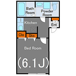 フォリロ大井町 1Kの間取図画像