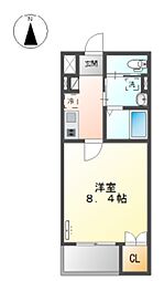 オークロシェ 2階1Kの間取り