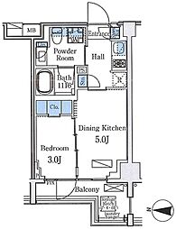 アクアレジデンス錦糸町 4階1DKの間取り