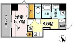アイリス大森 5階1Kの間取り