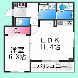 ラ・クロシェット 1LDKの間取図画像