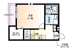 フジパレス湊駅南サウス 1Kの間取図画像
