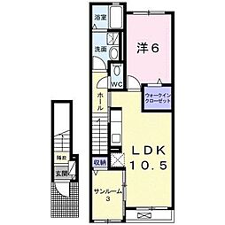 ガーデンフォレスト 2階1LDKの間取り