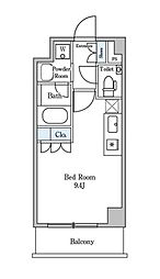 ディームス麻布狸穴町 ワンルームの間取図画像