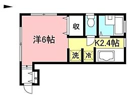 野上アパート 1階1Kの間取り