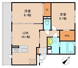 ガードナー百合ケ丘 2LDKの間取図画像