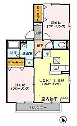 ジェネシスK 2LDKの間取図画像