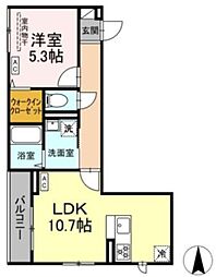 ネオアイリス大森 1LDKの間取図画像