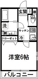 あかるC 1Kの間取図画像