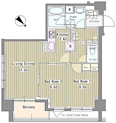 リベルテ月島 3階2LDKの間取り
