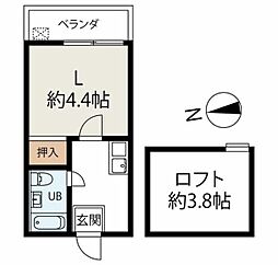 ハウスＡ 2階1Kの間取り