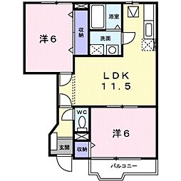 リブ　本郷　Ｂ 2階3LDKの間取り