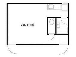 プラットハセガワ 3階ワンルームの間取り