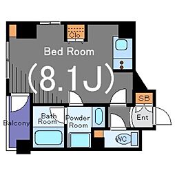 インシティ浜松町 4階ワンルームの間取り