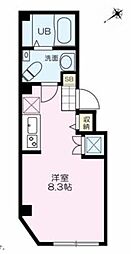 フォレストヴィラ入谷 4階ワンルームの間取り