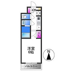 プレサンス東小橋エレディータ 1Kの間取図画像