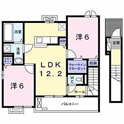JR中央線 高尾駅 バス10分 宮の前下車 徒歩4分の賃貸アパート 2階2LDKの間取り