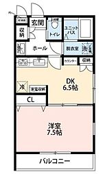 ドミール桐ケ谷 2階1DKの間取り
