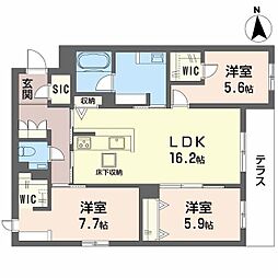 フレシア天王寺北棟 3階3LDKの間取り
