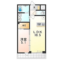 南海高野線 初芝駅 徒歩8分の賃貸アパート 1階1LDKの間取り