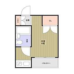 ニューハトリコーポＩＩＩ 201 2階ワンルームの間取り
