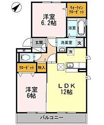 ヴァーシュコケット 2LDKの間取図画像