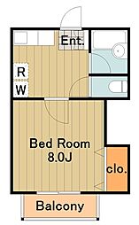 多摩都市モノレール 大塚・帝京大学駅 徒歩4分の賃貸アパート 2階1Kの間取り