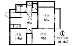 プロス山王 3DKの間取図画像