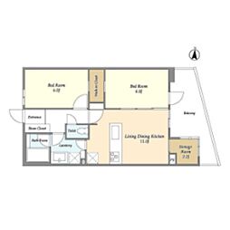 グランカーサ川崎生田 2SLDKの間取図画像