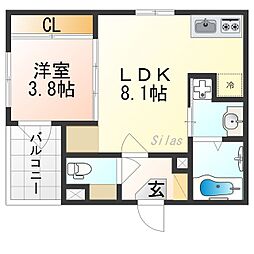 仮）西ノ京冷泉町 3階1LDKの間取り