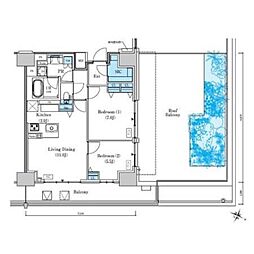 ロイヤルパークスＥＲ万代 6階2LDKの間取り