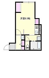 メゾン・ド・アニモ 2階ワンルームの間取り