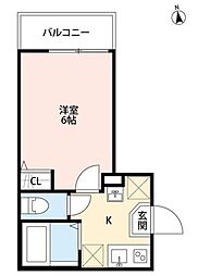 Nina 3階1Kの間取り
