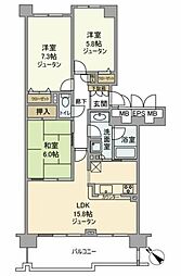 おゆみ野パークハウス参番館 7階3LDKの間取り
