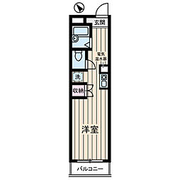 宮崎ビル 9階ワンルームの間取り