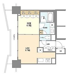 LaSante五反田 14階ワンルームの間取り