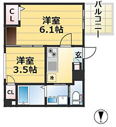 エヌエムスワサントシス 2Kの間取図画像