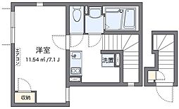 クレイノシンフォニア 2階1Kの間取り