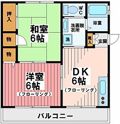 サンハウス 2DKの間取図画像